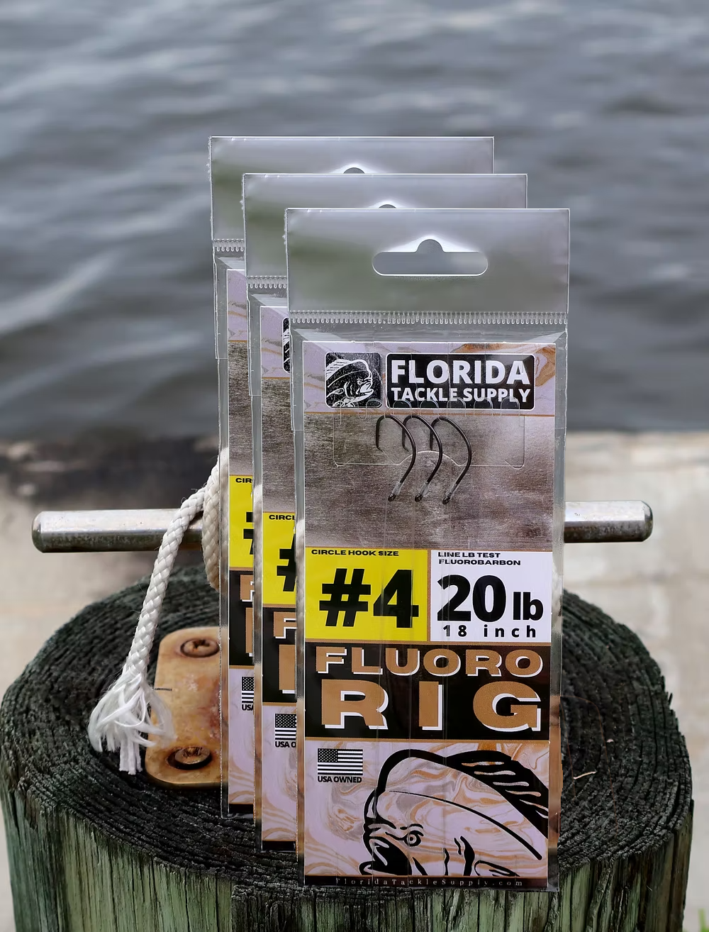 Fluorocarbon Hook Rig – Pre-Tied Saltwater Leader for Live or Cut Bait (3PK)
