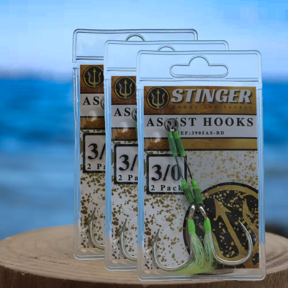 3/0 Green Glow Metal Assist Hooks (3 Pk.)