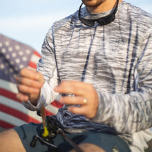 Load image into Gallery viewer, Rigging Up - Hydrotech Long Sleeve Performance Fishing Shirt - Arctic Camo - UPF 50+ Sun Protection - Men&#39;s Moisture Wicking Quick Dry T Shirt - Sportsman Gear

