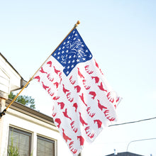 Load image into Gallery viewer, Sportsman Flag - American Red, White, &amp; Blue - Deer, Duck, Fish Fleur-de-lis Design
