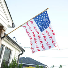 Load image into Gallery viewer, Sportsman Flag - American Red, White, &amp; Blue - Deer, Duck, Fish Fleur-de-lis Design

