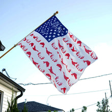 Load image into Gallery viewer, Sportsman Flag - American Red, White, &amp; Blue - Deer, Duck, Fish Fleur-de-lis Design
