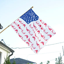 Load image into Gallery viewer, Sportsman Flag - American Red, White, &amp; Blue - Deer, Duck, Fish Fleur-de-lis Design

