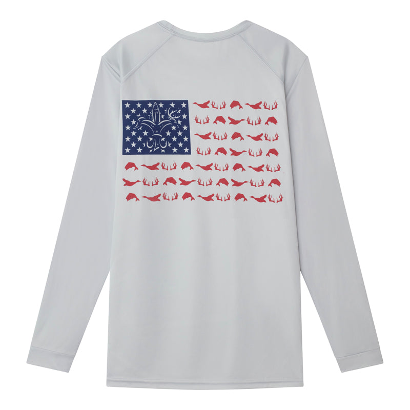 sportsman youth, kids long sleeve performance shirt - silver, grey, aluminum